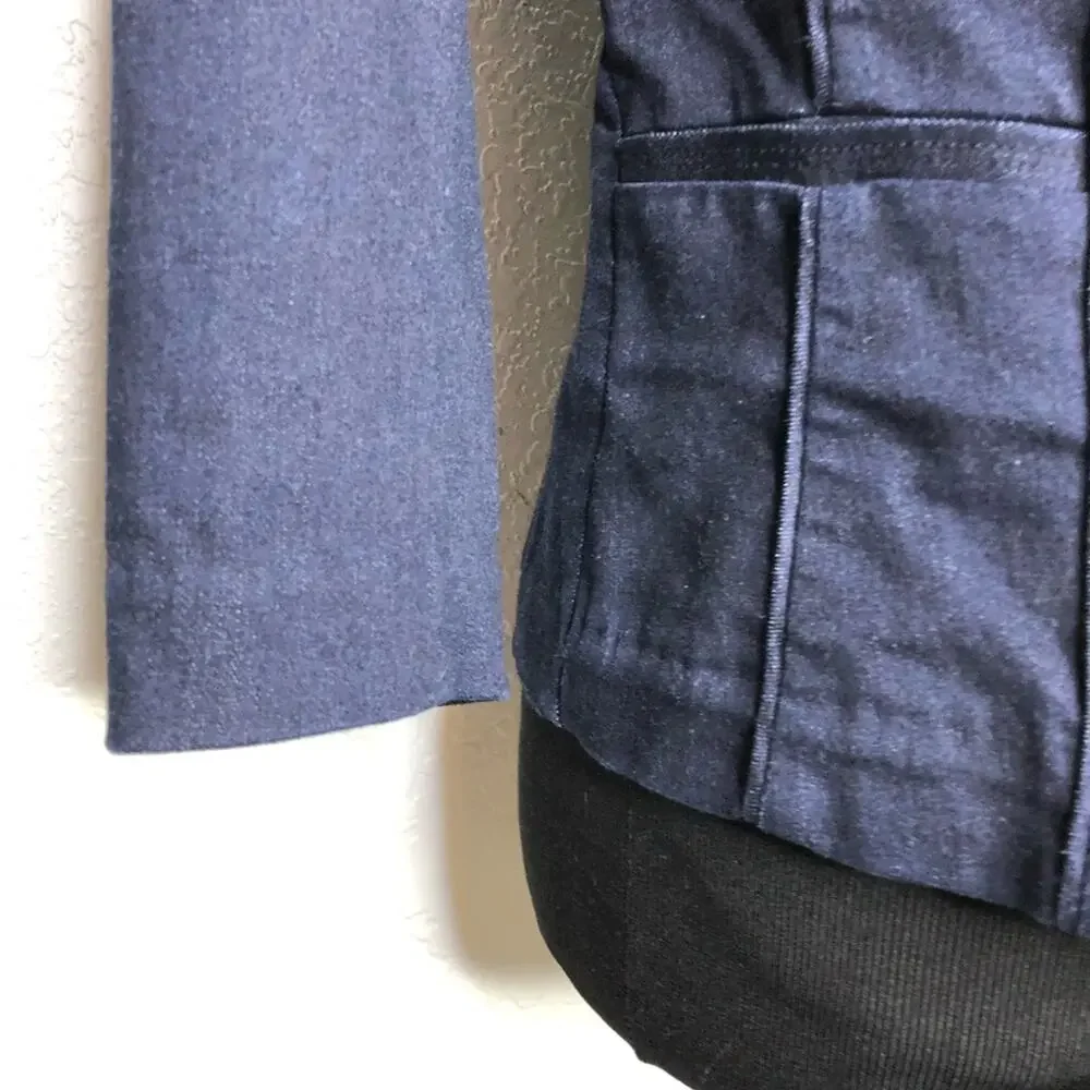 WHBM dark blue denim blazer jacket size 4